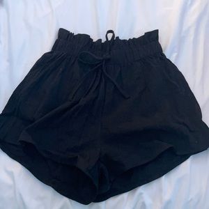 Shein black paper bag shorts